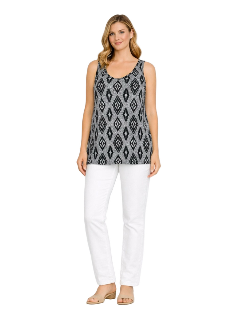 Pink Republic Black and White Patterned light weight tunic top